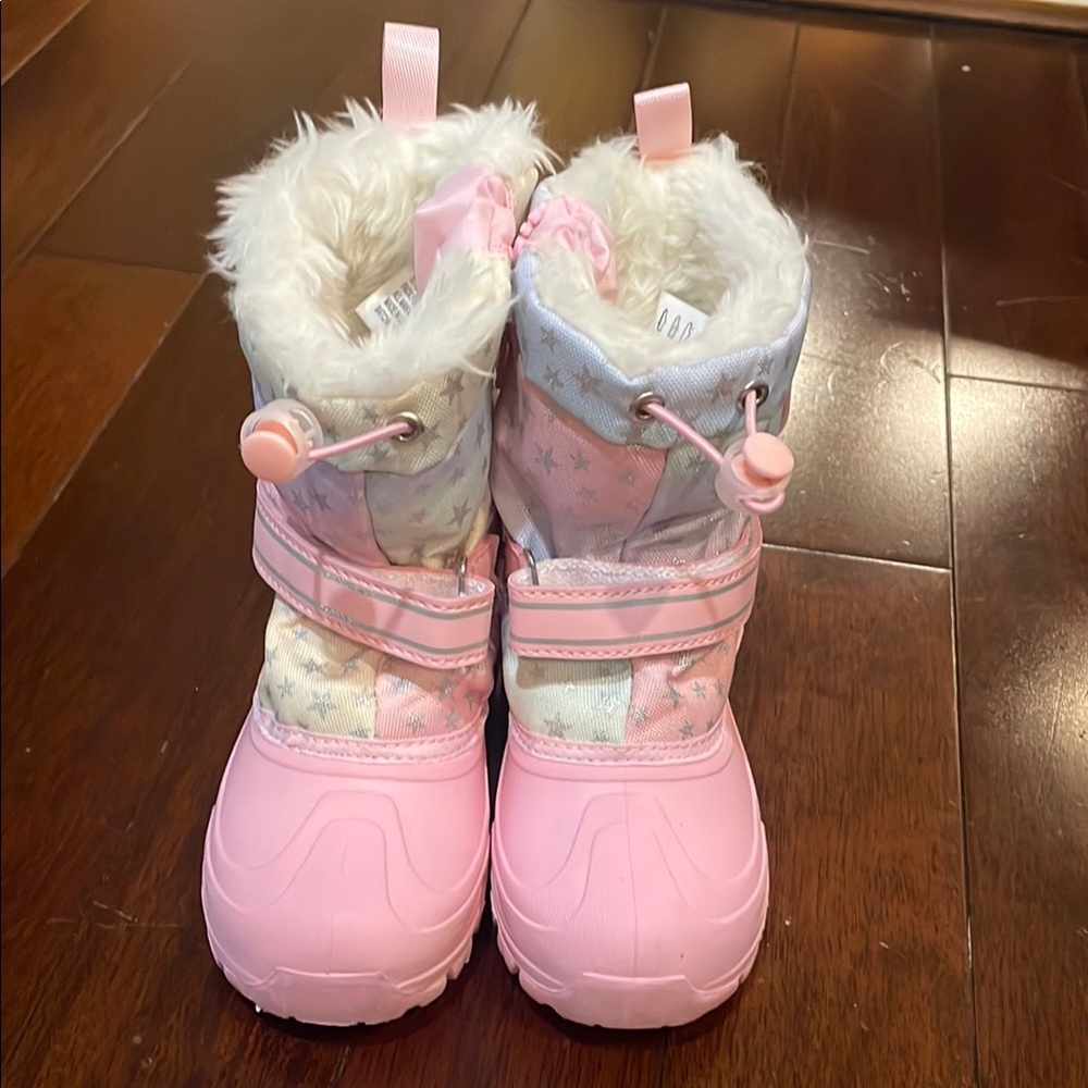 Pink and White Star Patterned Winter Boots